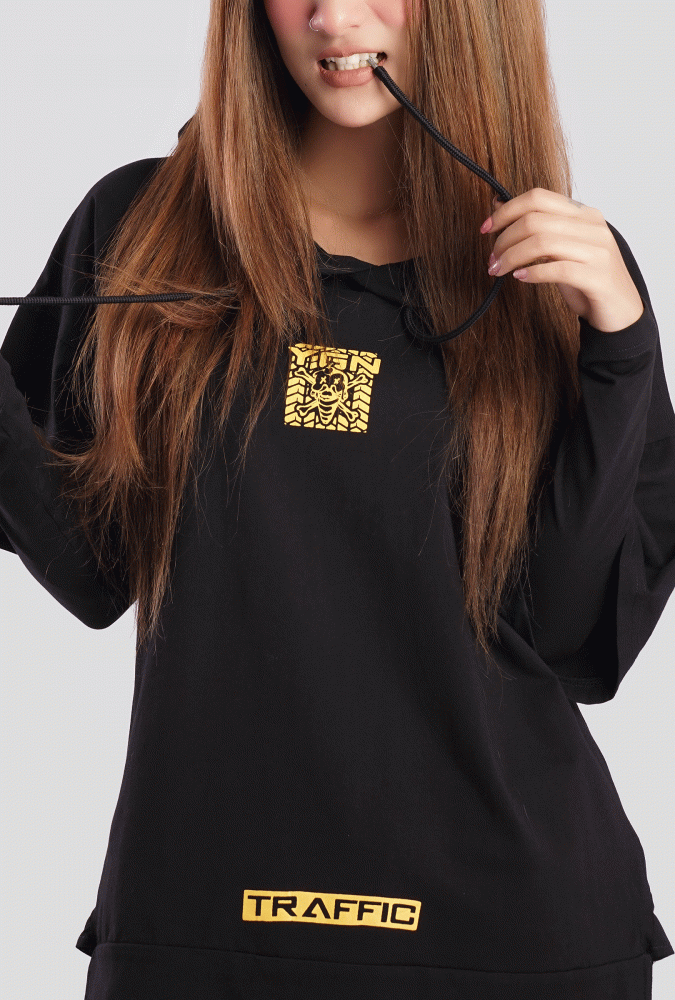 YGN TRAFFIC TYRE Design Hoodie Black&Yellow(Girl)